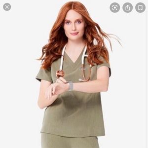 FIGS Catarina XXS Olive Green Top. Limited Ed
